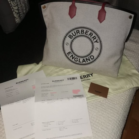 Burberry Large Logo Graphic Cotton Canvas Society Tote (Black) - Picture 4 of 10